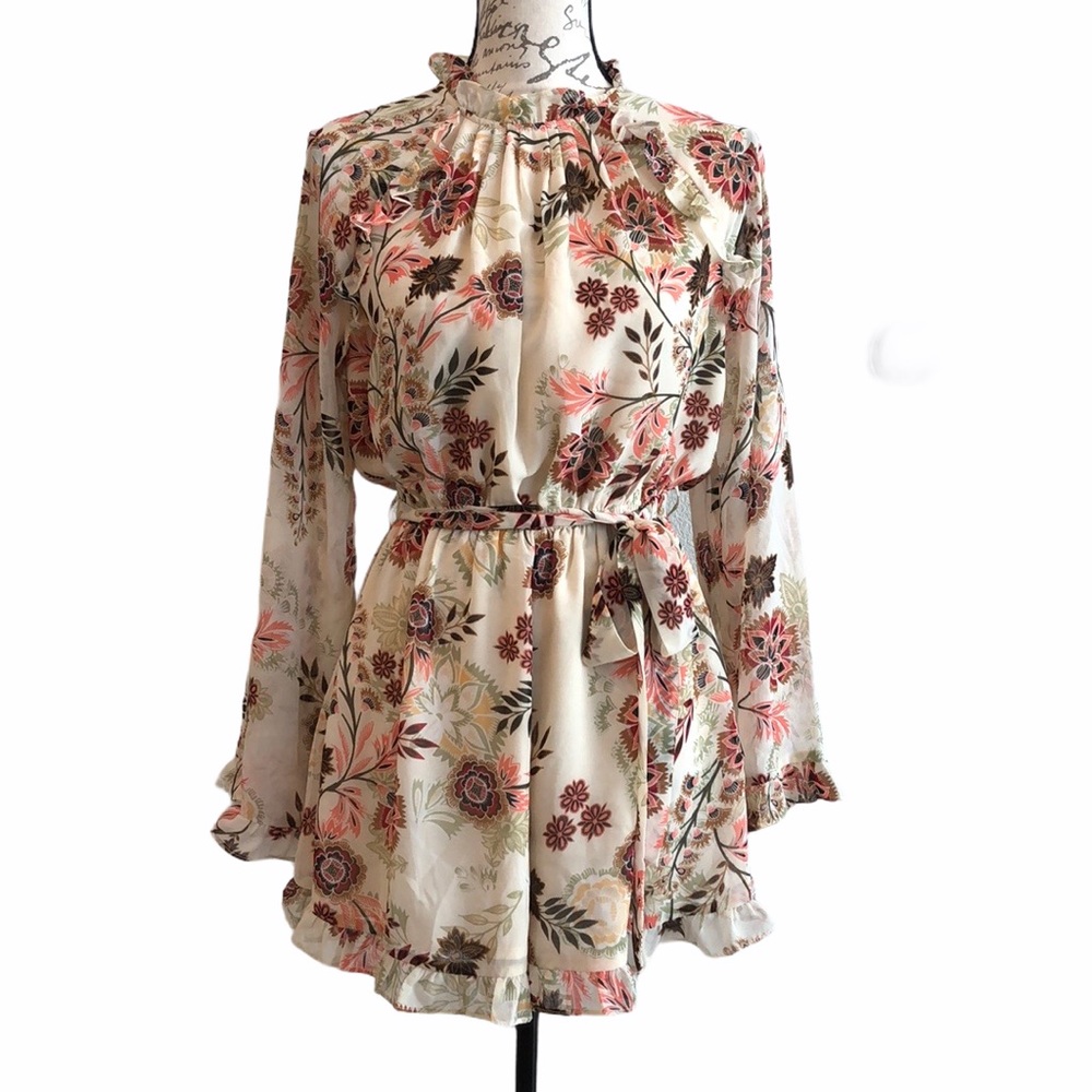 NWOT Olivaceous Floral Ruffle Romper